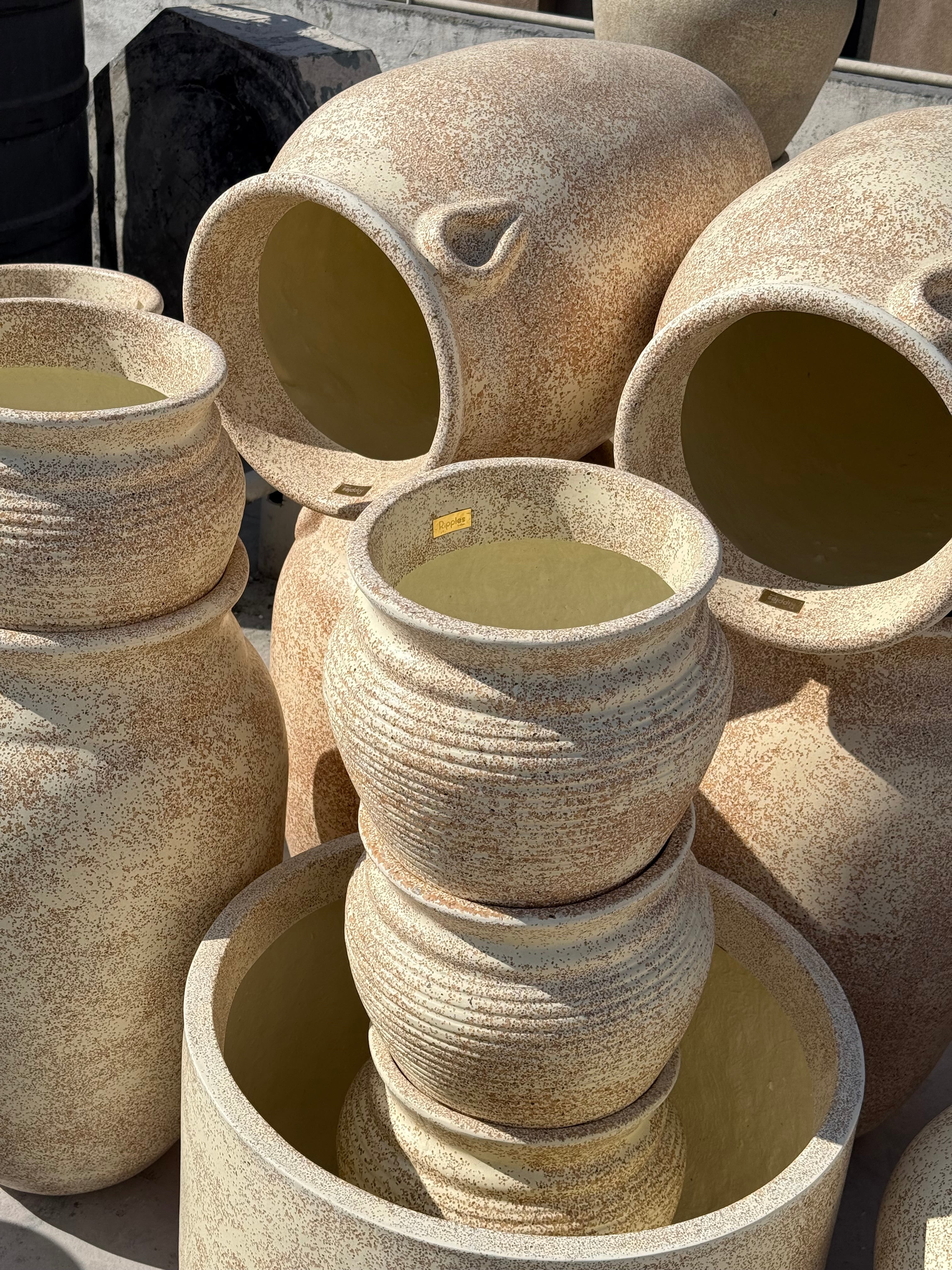 The Italian Trio - Set of 3 Rustic Planters in Beige - Ripples Home