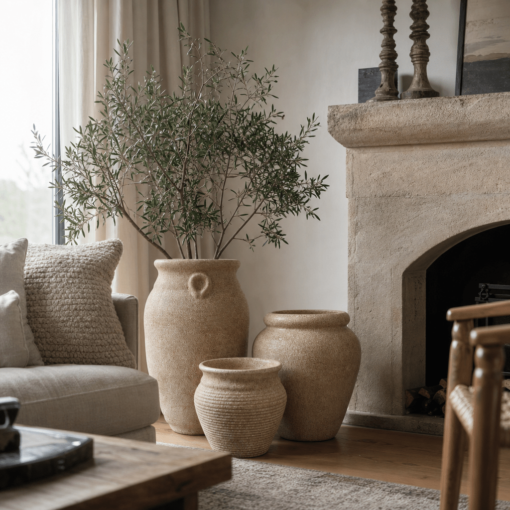 The Italian Trio - Set of 3 Rustic Planters in Beige - Ripples Home