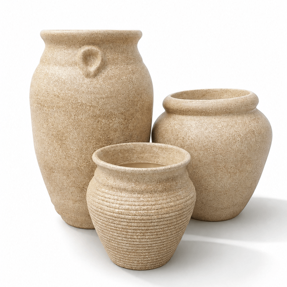The Italian Trio - Set of 3 Rustic Planters in Beige - Ripples Home