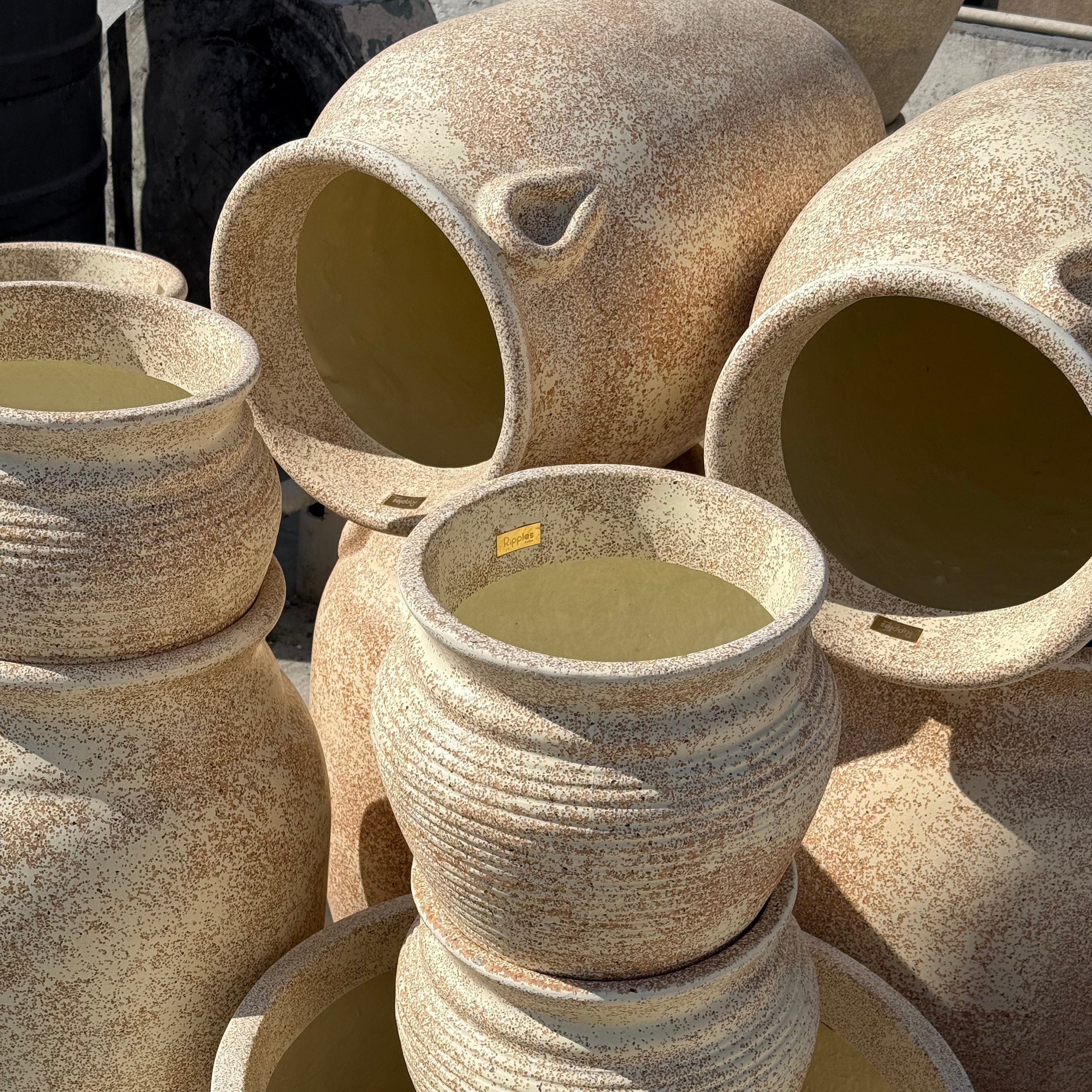 The Italian Trio - Set of 3 Rustic Planters in Beige - Ripples Home