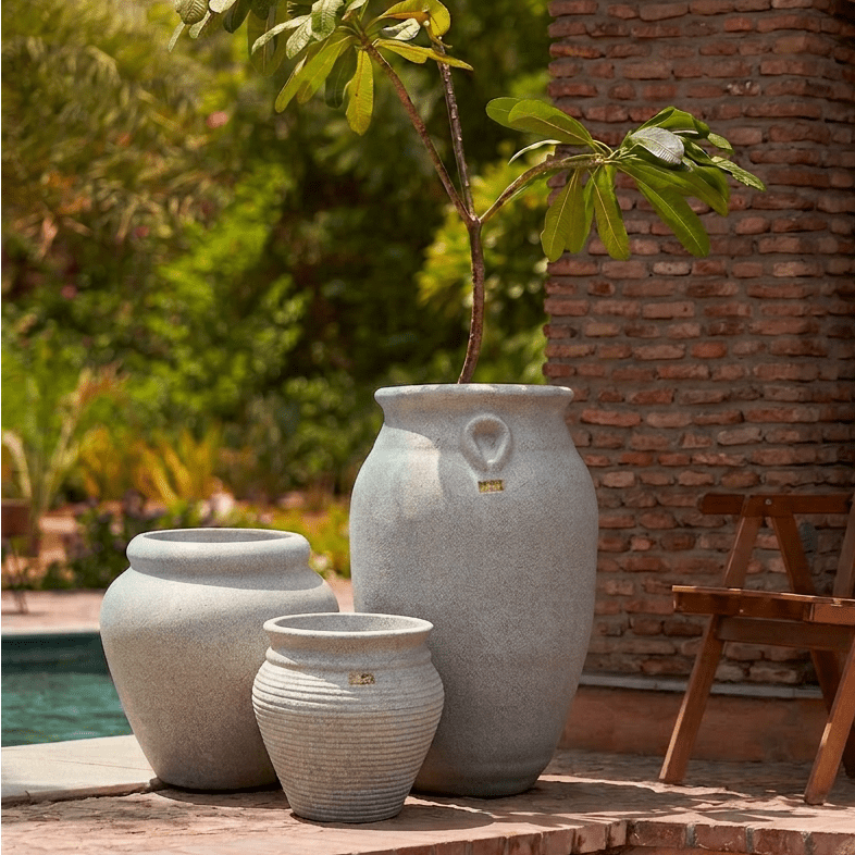 The Italian Trio - Set of 3 Rustic Planters in Light Grey - Ripples Home