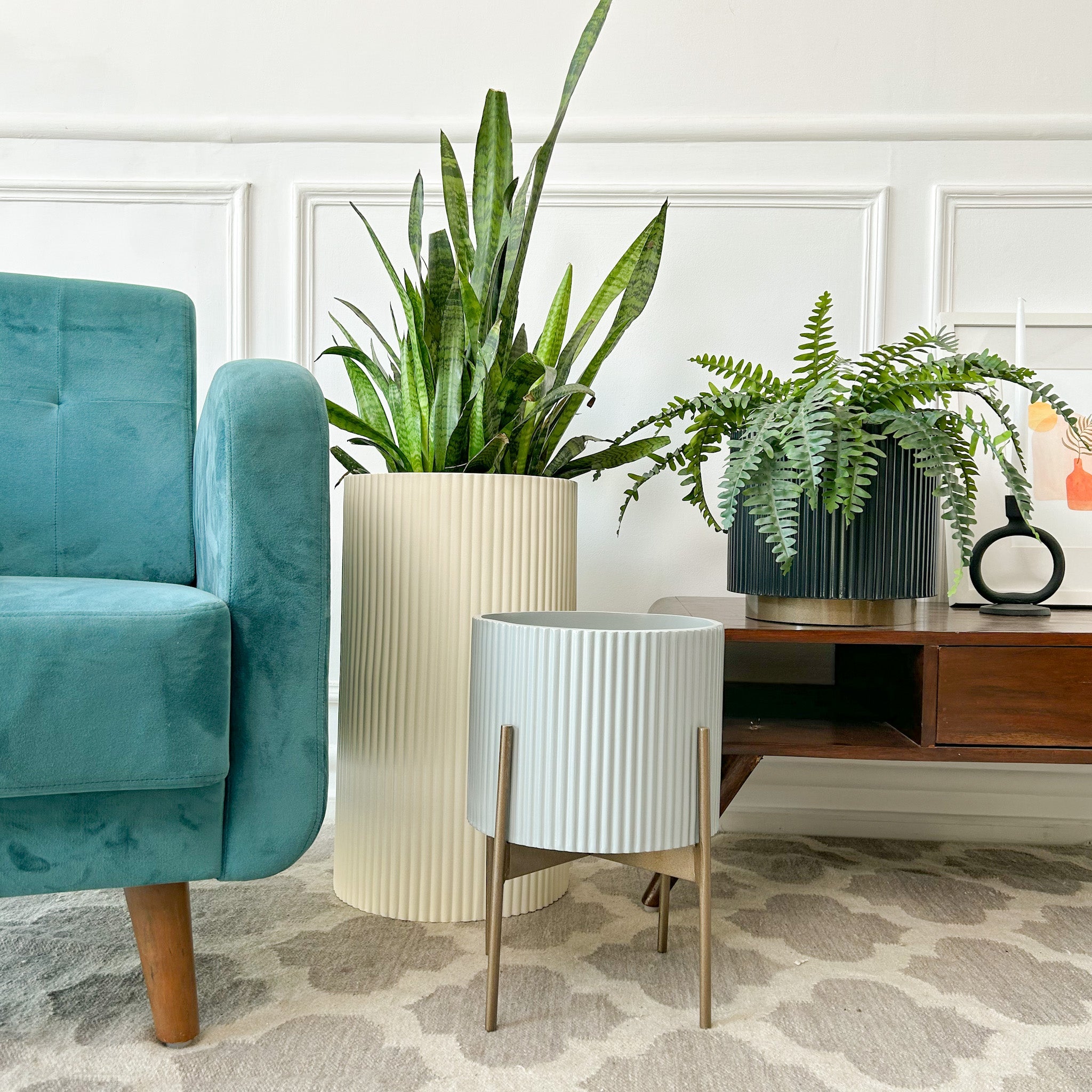 Large Midori Tall + Medium with Stand + Medium with Base (Set of 3 Planters) - Ripples Home