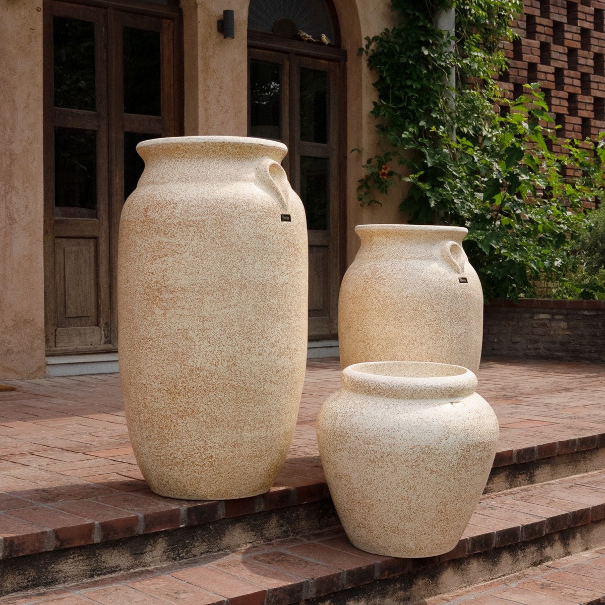 Pisa Set of 3 Rustic Planters in Beige - Ripples Home