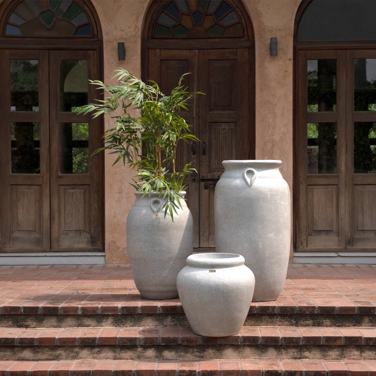 Pisa Set of 3 Rustic Planters in Light Grey - Ripples Home