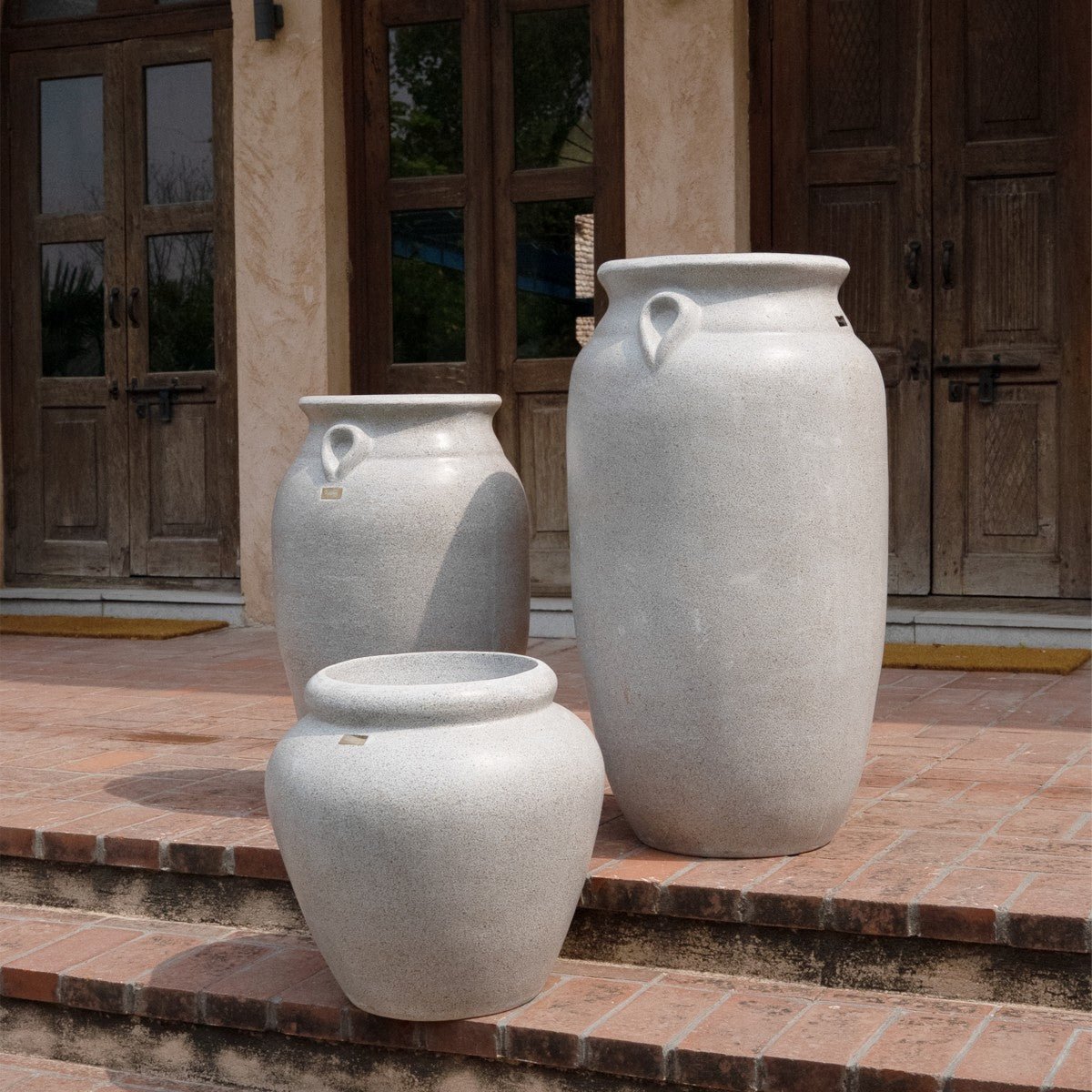 Pisa Set of 3 Rustic Planters in Light Grey - Ripples Home