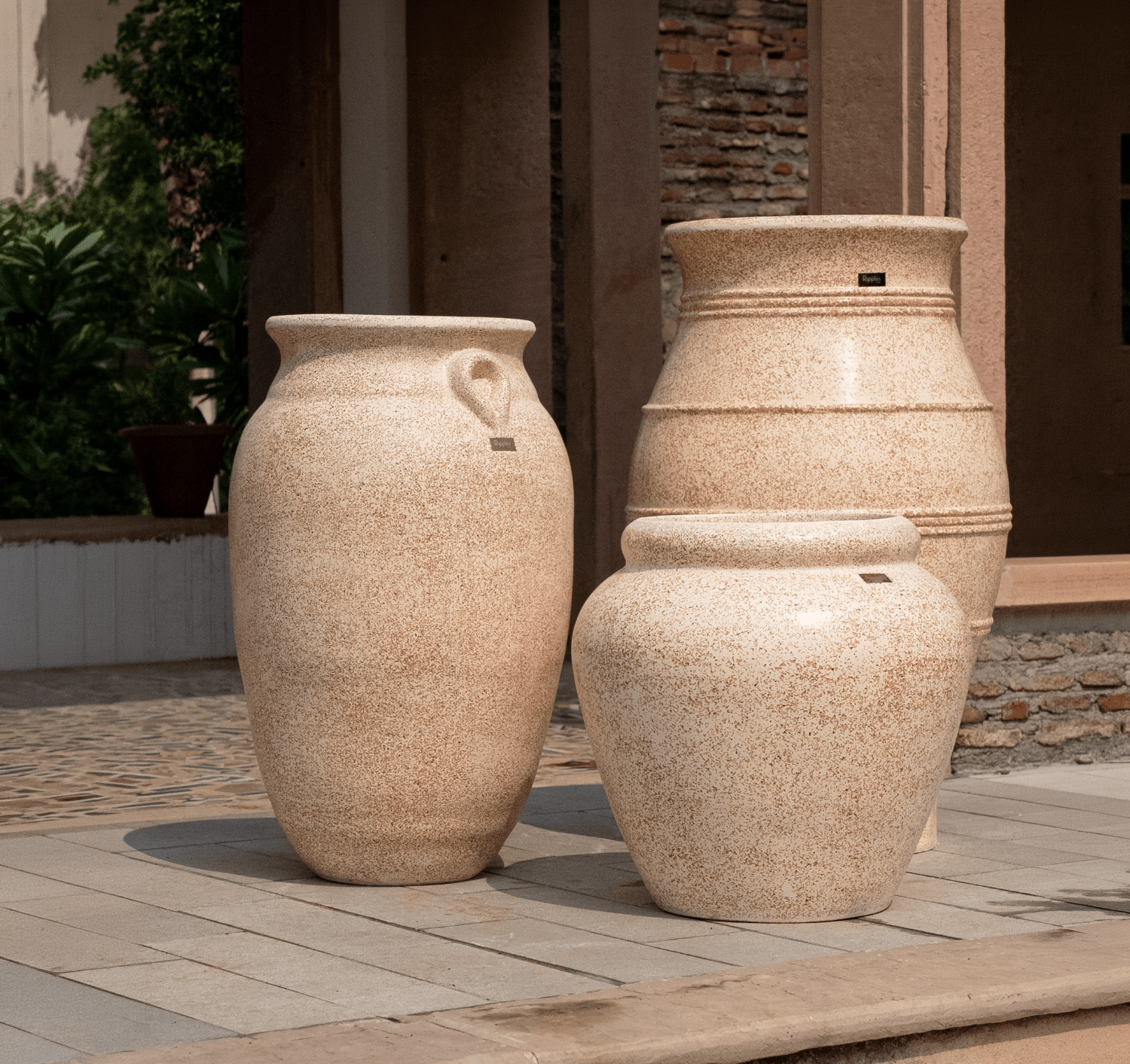 Roma Set of 3 Rustic Planters in Beige - Ripples Home