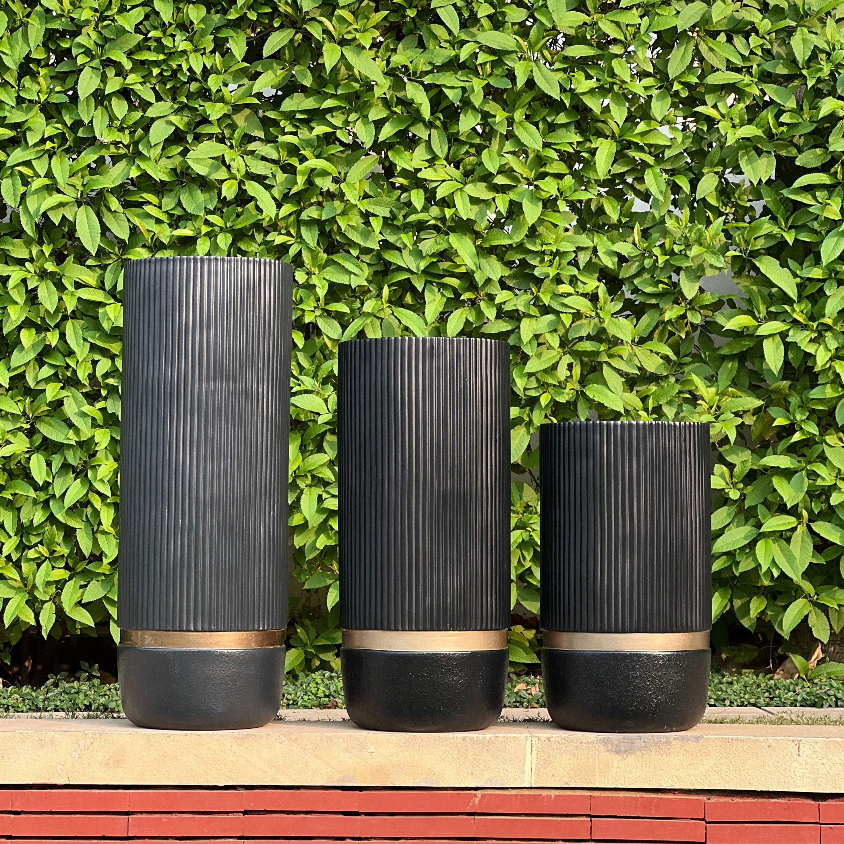 Midori Planter Tall with Round Base - Set of 3 - Ripples Home